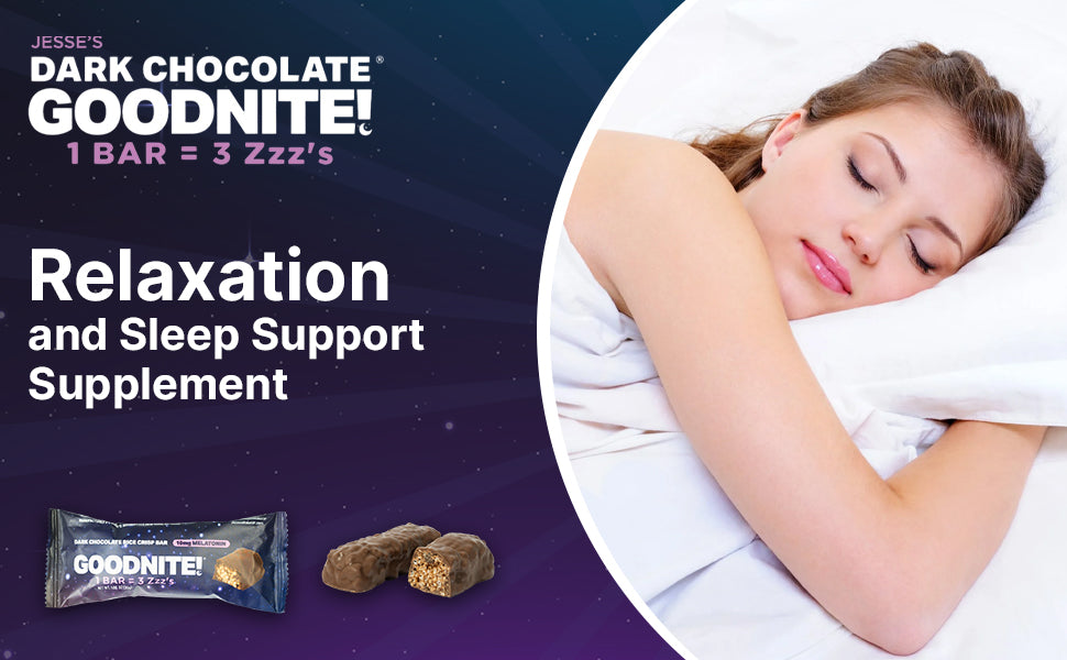 GoodNite! Chocolate Protein Bars with 10mg Melatonin & L-Theanine, Vegan, Gluten-Free, Kosher, Dark Chocolate - Relaxation and Sleep Support - 6 Pack