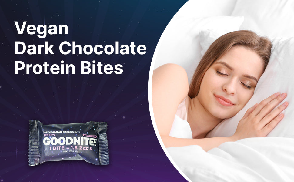 GoodNite! Chocolate Protein Bites with 5mg Melatonin & L-Theanine, Vegan, Gluten-Free, Kosher, Dark Chocolate - Relaxation and Sleep Support - 8 Pack