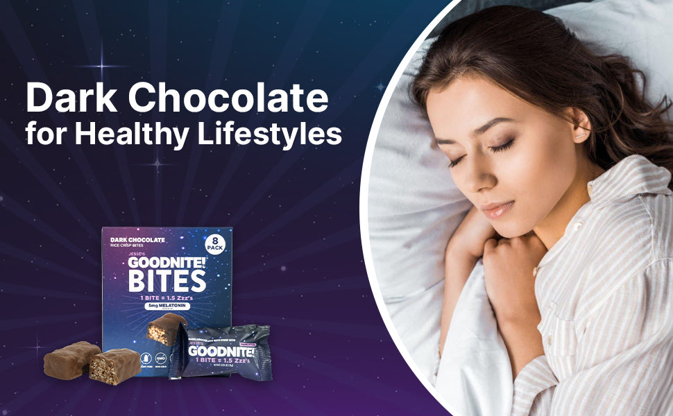 GoodNite! Chocolate Protein Bites with 5mg Melatonin & L-Theanine, Vegan, Gluten-Free, Kosher, Dark Chocolate - Relaxation and Sleep Support - 8 Pack