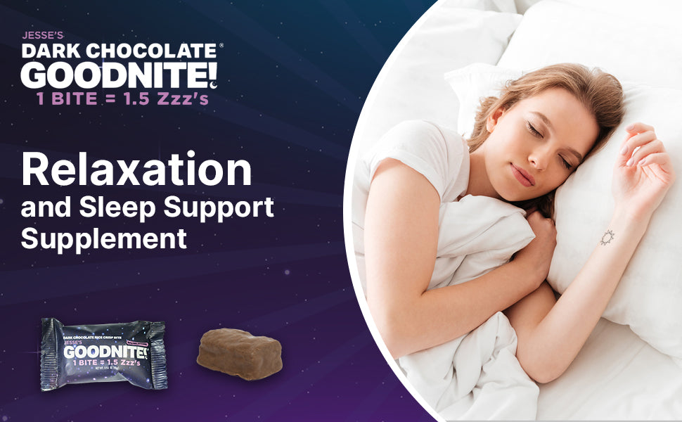 GoodNite! Chocolate Protein Bites with 5mg Melatonin & L-Theanine, Vegan, Gluten-Free, Kosher, Dark Chocolate - Relaxation and Sleep Support - 8 Pack