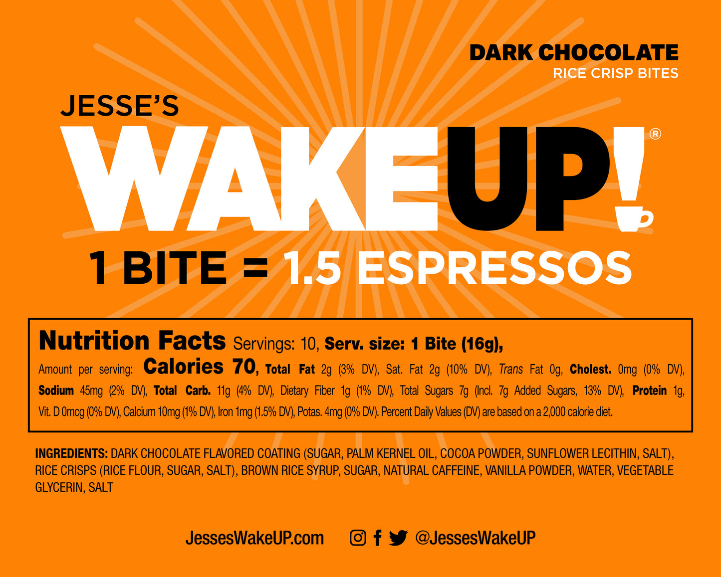 Jesse's WakeUP! 1 Bite = 1.5 Espressos (Chocolate)