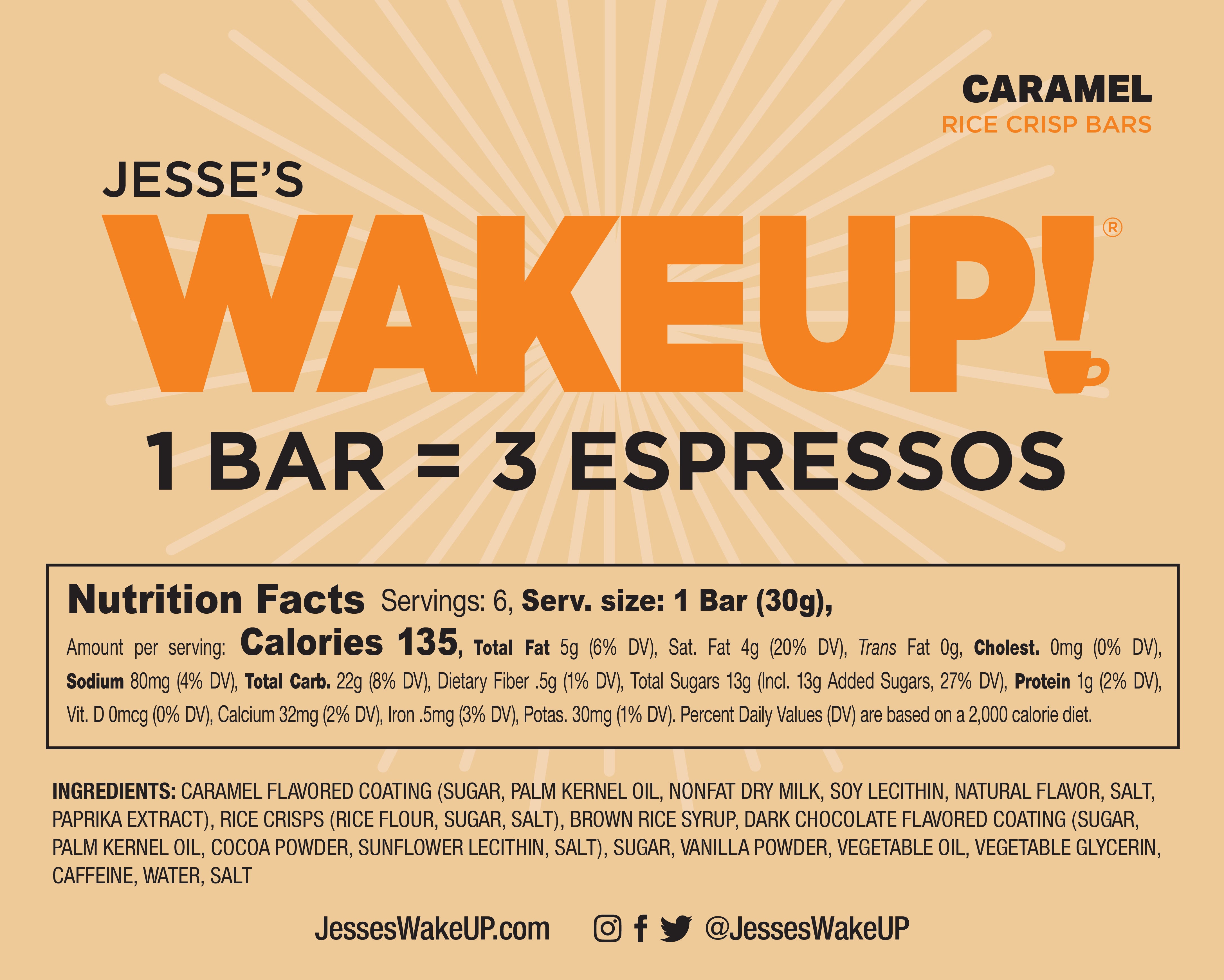 VARIETY PACK (36 Bars, 6 Cartons) WakeUP! Caffeinated Protein Bars, All 6 Flavor