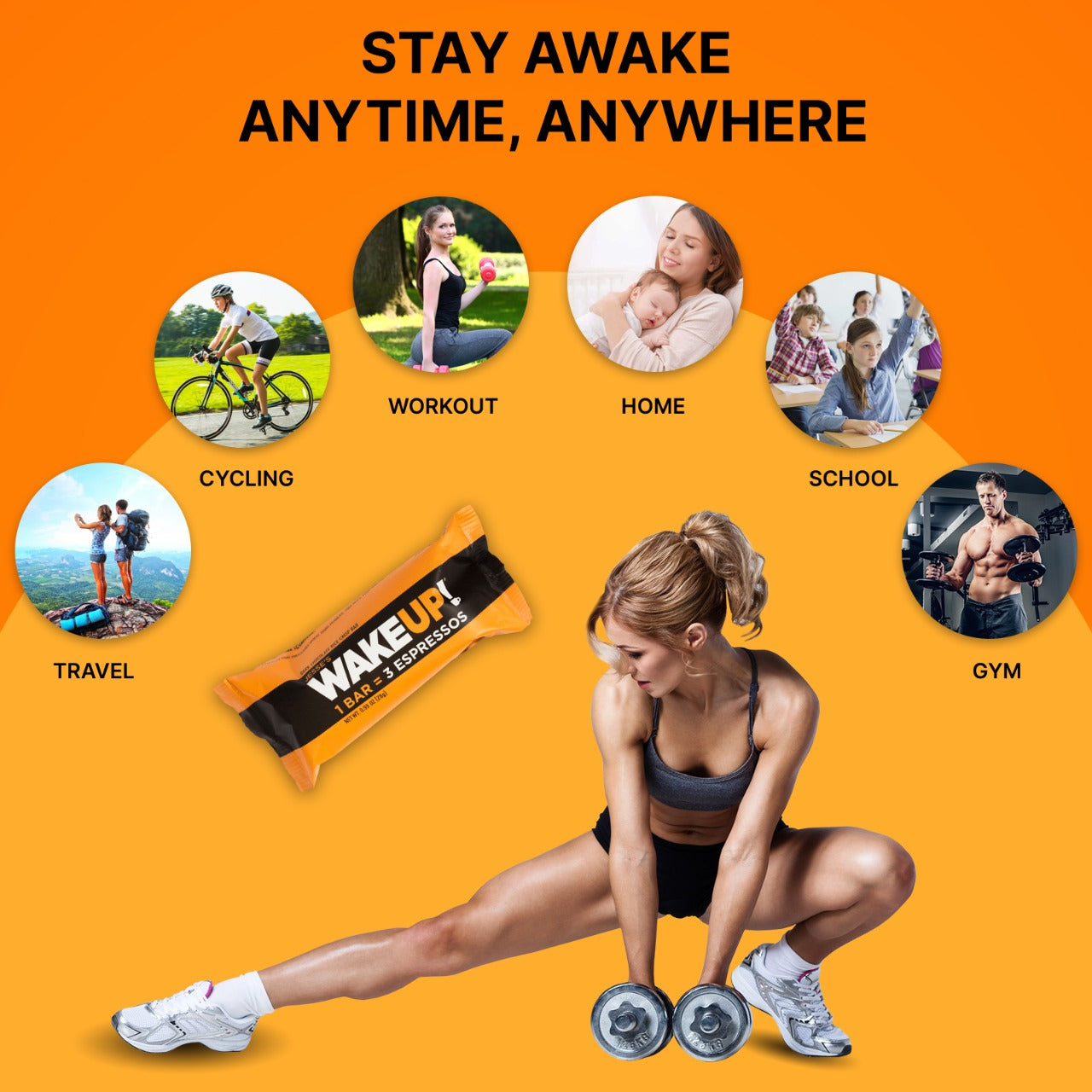 WAKE UP! Caffeinated Protein Bars Value Pack – 6 Cartons (36 Bars) – 3 Caramel & 3 Dark Chocolate – 350mg Caffeine (1 Bar = 3 Espressos) – Gluten-Free, Vegetarian, Kosher – Boosts Focus & Clarity