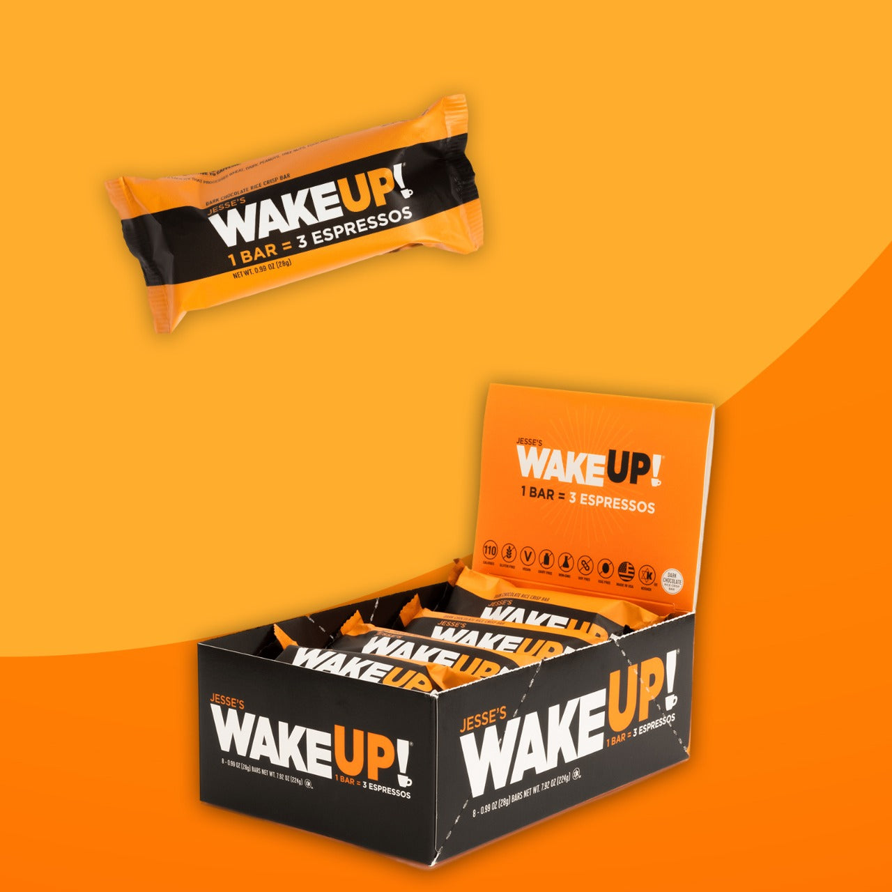 WAKE UP! Caffeinated Protein Bars Value Pack – 6 Cartons (36 Bars) – 3 Caramel & 3 Dark Chocolate – 350mg Caffeine (1 Bar = 3 Espressos) – Gluten-Free, Vegetarian, Kosher – Boosts Focus & Clarity