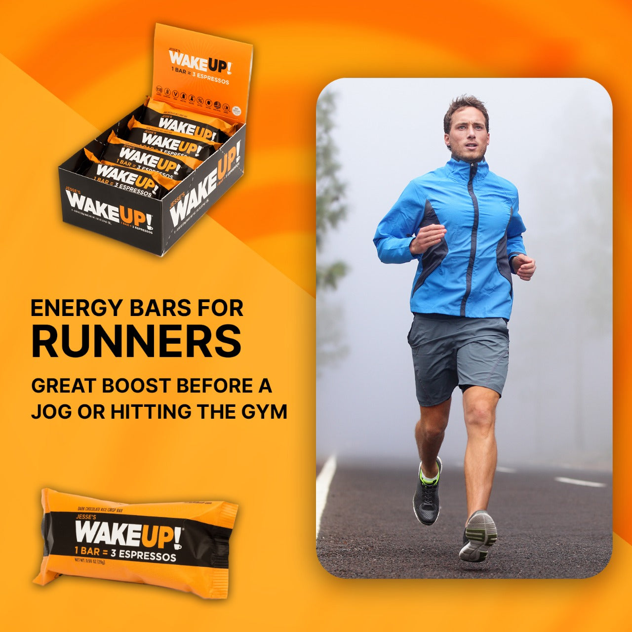 WakeUP! Caffeinated Protein Bars Value Pack – 6 Cartons (36 Bars) – 3 Caramel & 3 Dark Chocolate
