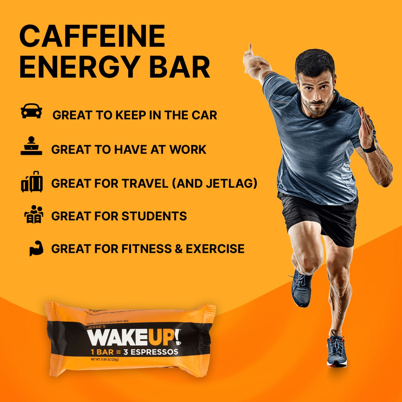 VARIETY PACK (36 Bars, 6 Cartons) WAKE UP! Caffeinated Protein Bars, All 6 Flavor - 350mg Caffeine (1 Bar = 3 Espressos)