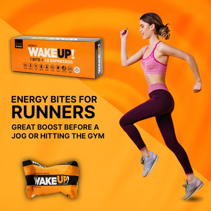WakeUP! Caffeinated Protein Bites Value Pack – 6 Cartons (48 Bites) – 3 Caramel & 3 Dark Chocolate