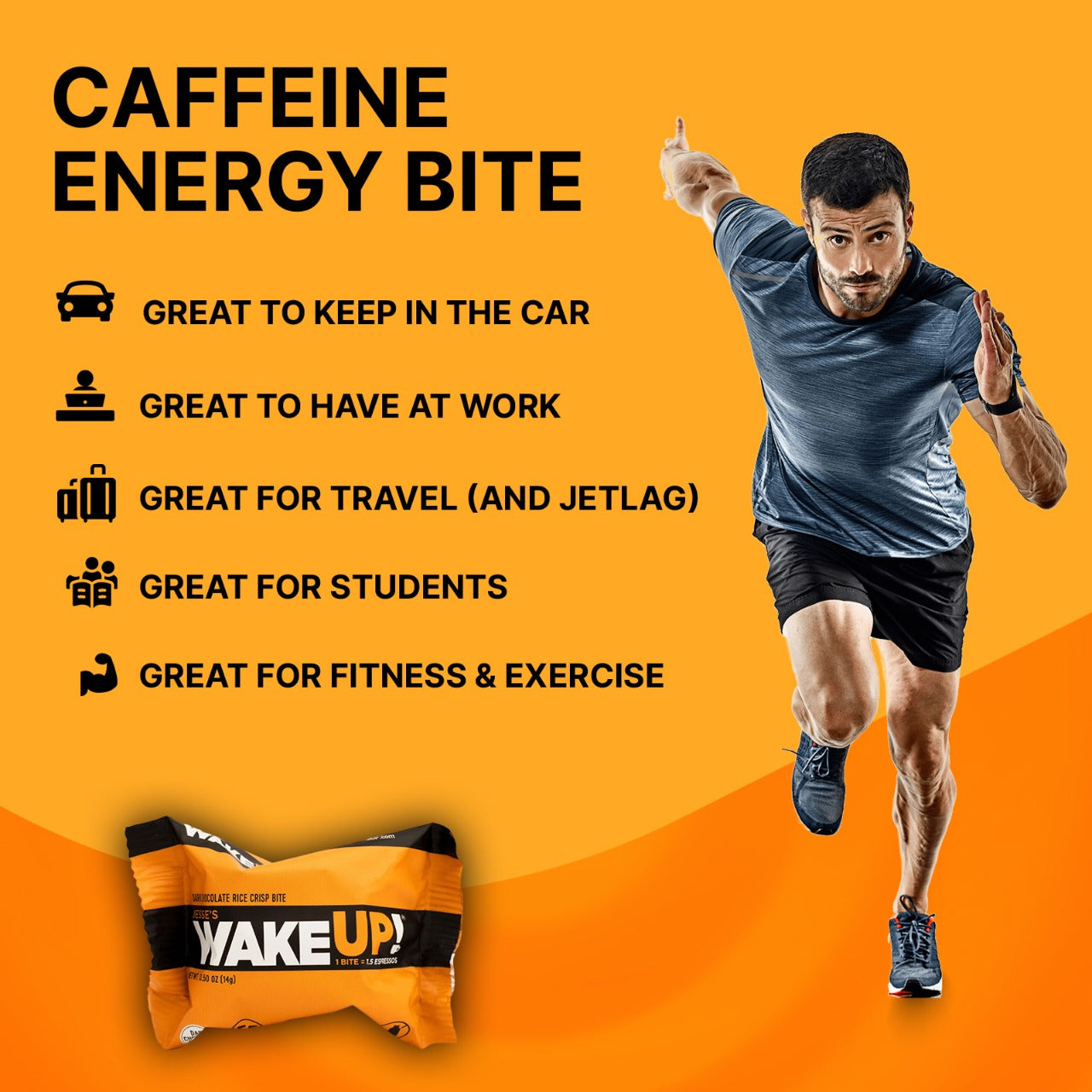 WakeUP! Caffeinated Protein Bites Value Pack – 6 Cartons (48 Bites) – 3 Caramel & 3 Dark Chocolate