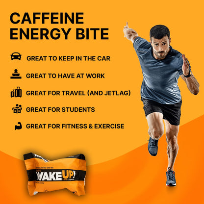 WakeUP! Caffeinated Protein Bites Value Pack – 6 Cartons (48 Bites) – 3 Caramel & 3 Dark Chocolate