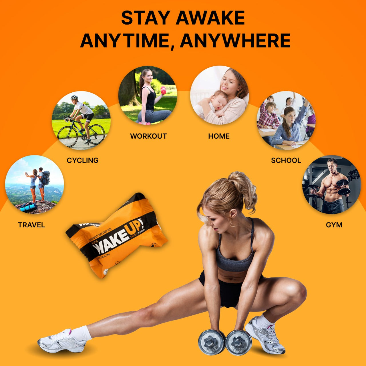 WakeUP! Caffeinated Protein Bites Value Pack – 6 Cartons (48 Bites) – 3 Caramel & 3 Dark Chocolate