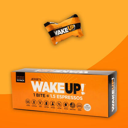 WakeUP! Caffeinated Protein Bites Value Pack – 6 Cartons (48 Bites) – 3 Caramel & 3 Dark Chocolate