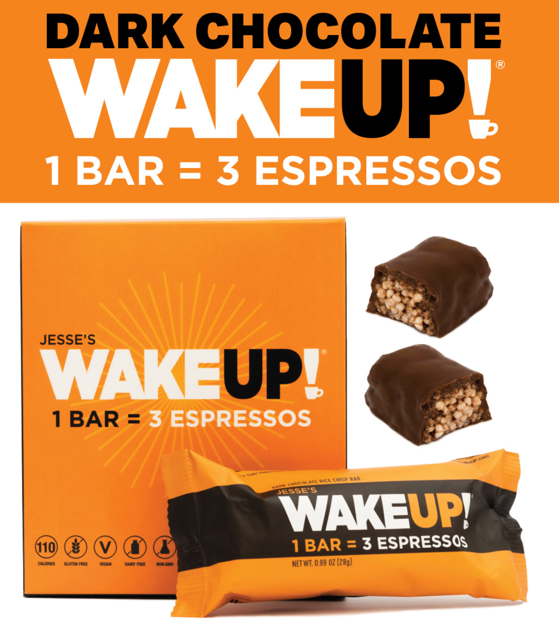 WAKE UP! Caffeinated Protein Bars Value Pack – 6 Cartons (36 Bars) – 3 Caramel & 3 Dark Chocolate – 350mg Caffeine (1 Bar = 3 Espressos) – Gluten-Free, Vegetarian, Kosher – Boosts Focus & Clarity