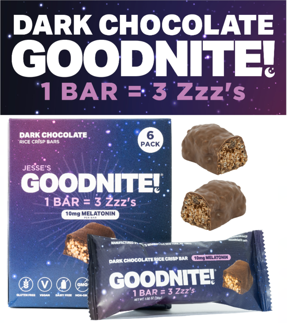 GoodNite! Chocolate Protein Bars with 10mg Melatonin & L-Theanine, Vegan, Gluten-Free, Kosher, Dark Chocolate - Relaxation and Sleep Support - 6 Pack