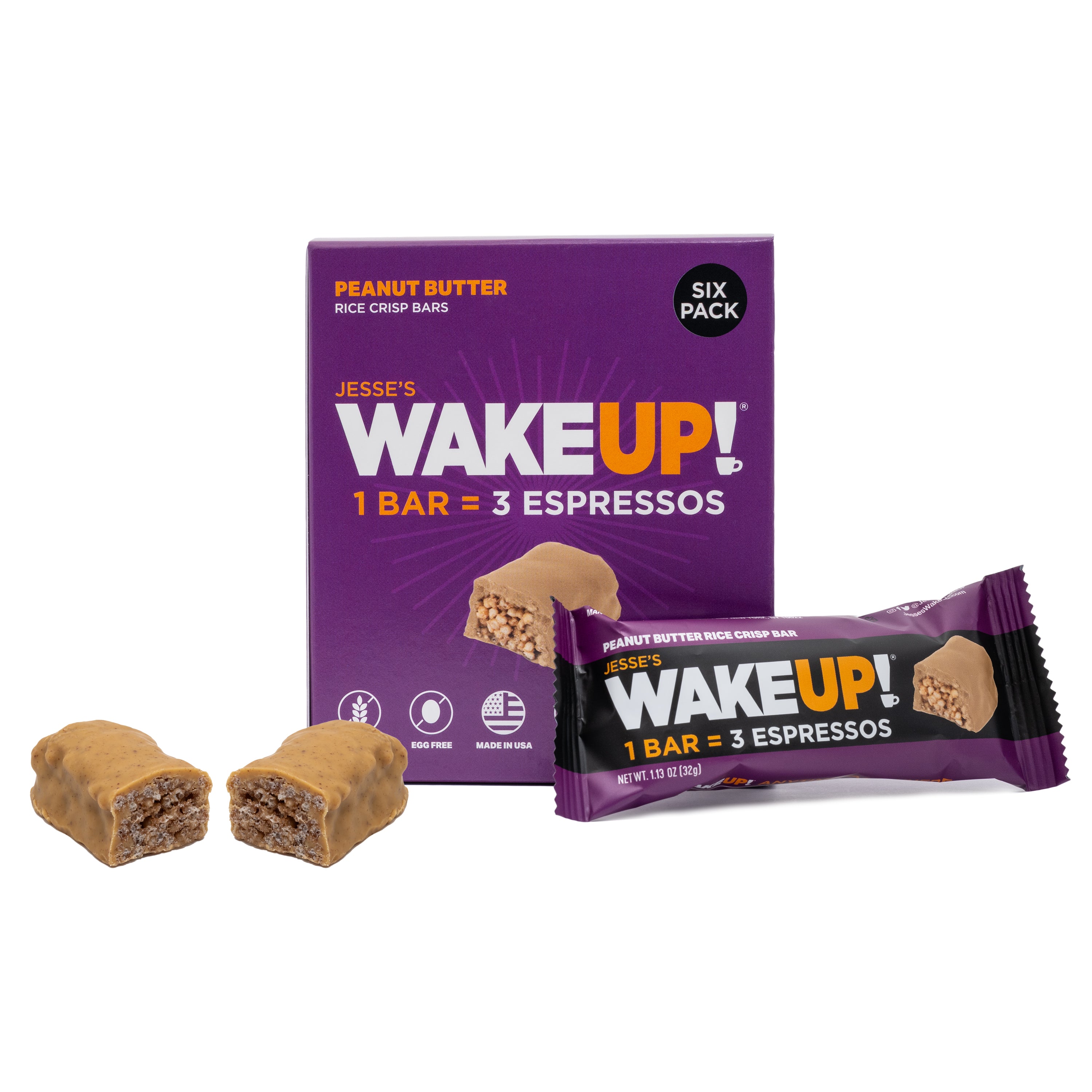 WAKE UP! Caffeinated Protein Bars Value Pack – 6 Cartons (36 Bars) – 3 Caramel & 3 Peanut Butter – 350mg Caffeine (1 Bar = 3 Espressos) – Gluten-Free, Vegetarian, Kosher – Boosts Focus & Clarity