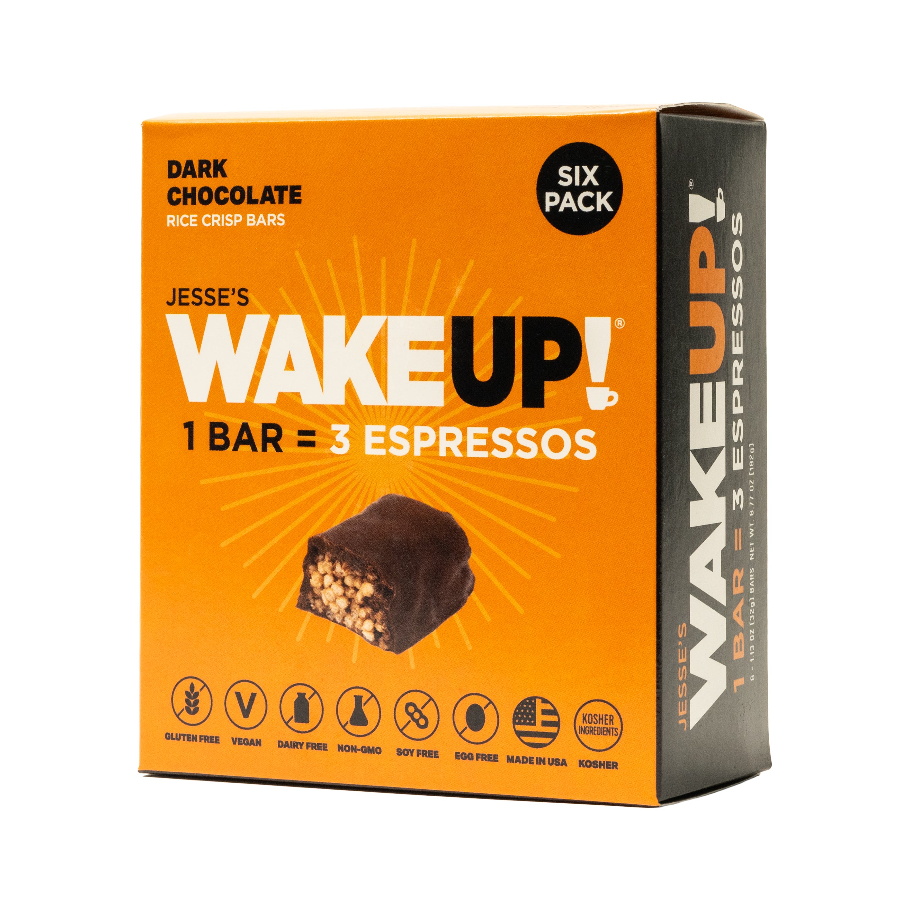 WAKE UP! Caffeinated Protein Bars Value Pack – 6 Cartons (36 Bars) – 3 Caramel & 3 Dark Chocolate – 350mg Caffeine (1 Bar = 3 Espressos) – Gluten-Free, Vegetarian, Kosher – Boosts Focus & Clarity