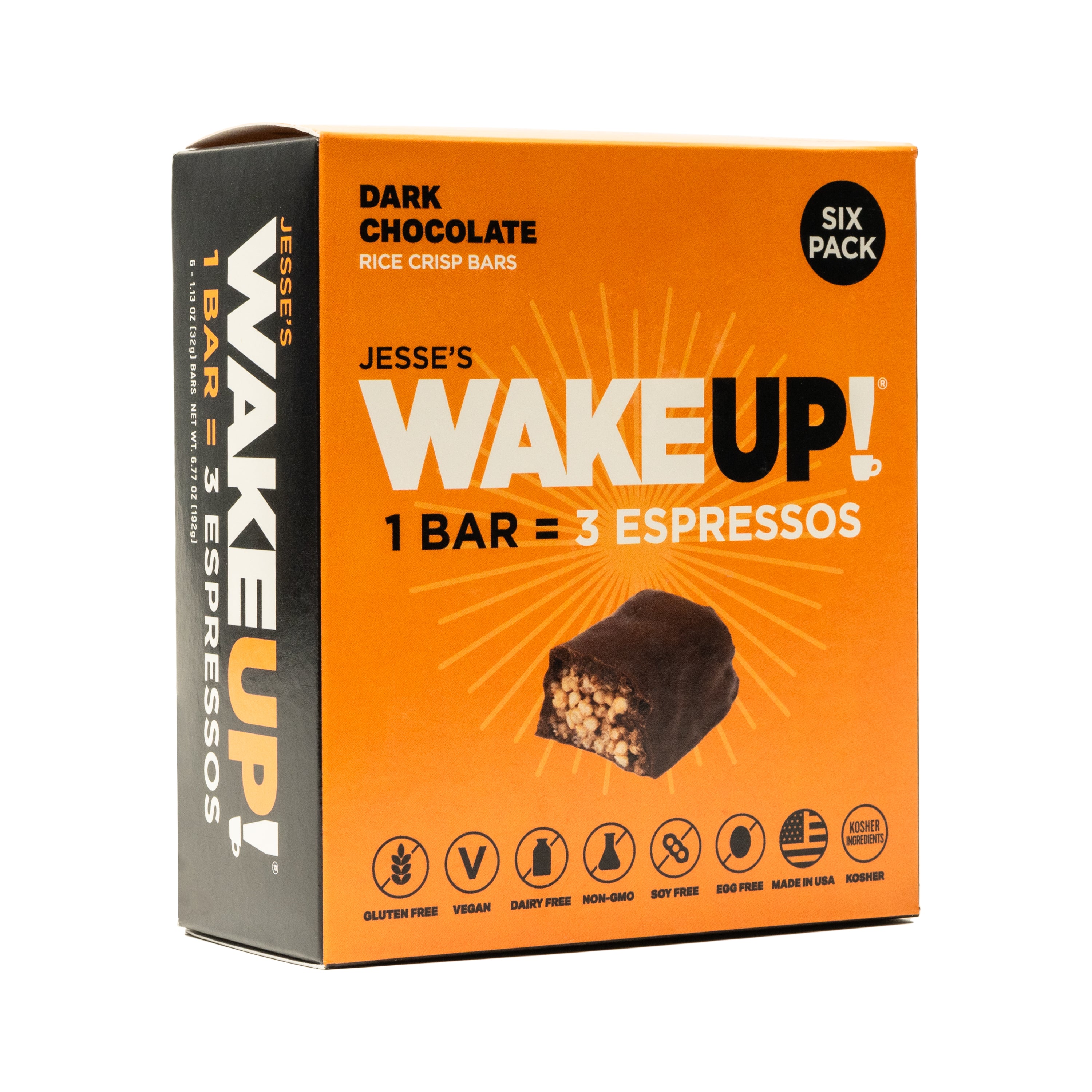 WAKE UP! Caffeinated Protein Bars Value Pack – 6 Cartons (36 Bars) – 3 Caramel & 3 Dark Chocolate – 350mg Caffeine (1 Bar = 3 Espressos) – Gluten-Free, Vegetarian, Kosher – Boosts Focus & Clarity