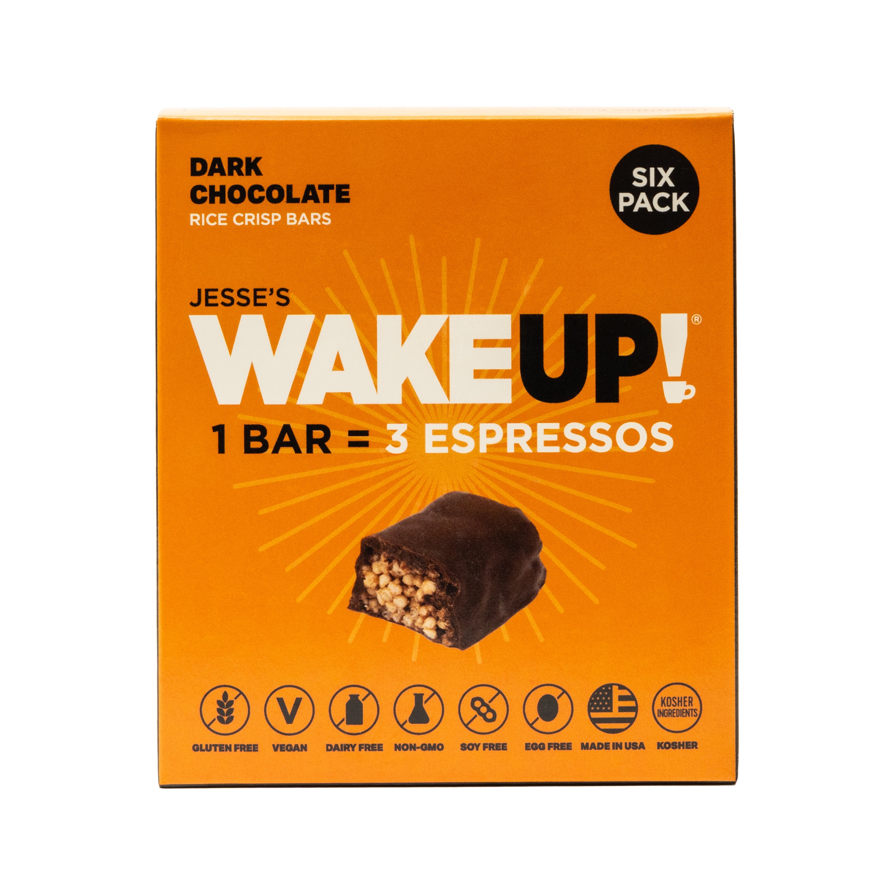 WAKE UP! Caffeinated Protein Bars Value Pack – 6 Cartons (36 Bars) – 3 Caramel & 3 Dark Chocolate – 350mg Caffeine (1 Bar = 3 Espressos) – Gluten-Free, Vegetarian, Kosher – Boosts Focus & Clarity