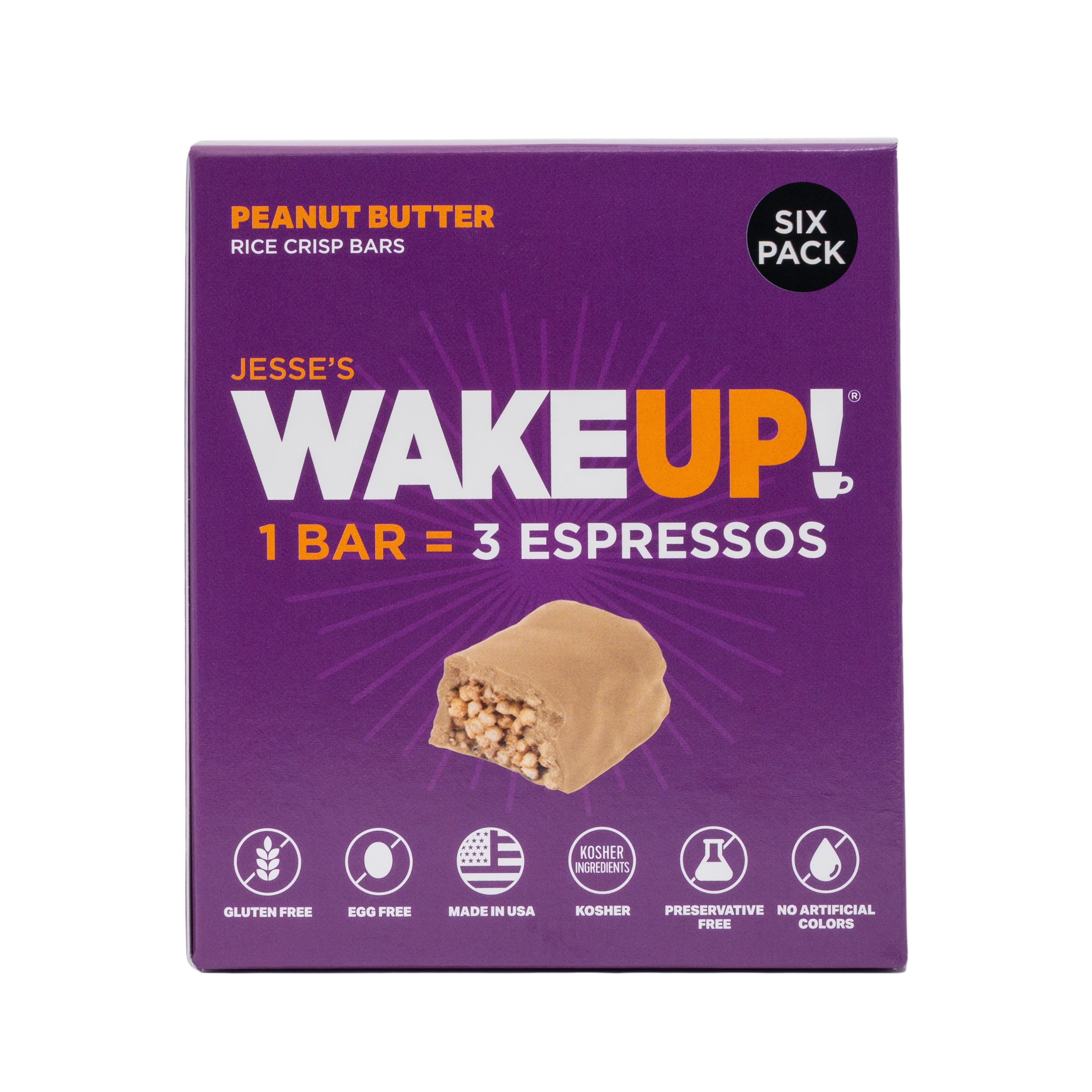 WAKE UP! Caffeinated Protein Bars Value Pack – 6 Cartons (36 Bars) – 3 Caramel & 3 Peanut Butter – 350mg Caffeine (1 Bar = 3 Espressos) – Gluten-Free, Vegetarian, Kosher – Boosts Focus & Clarity