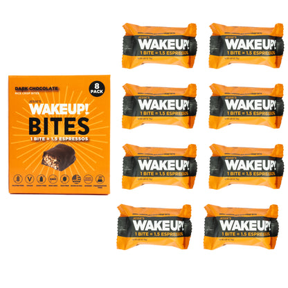WakeUP! Caffeinated Protein Bites Value Pack – 6 Cartons (48 Bites) – 3 Caramel & 3 Dark Chocolate