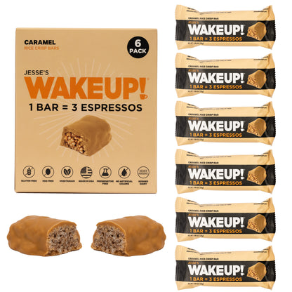 WakeUP! Caffeinated Protein Bars Value Pack – 6 Cartons (36 Bars) – 3 Caramel & 3 Dark Chocolate