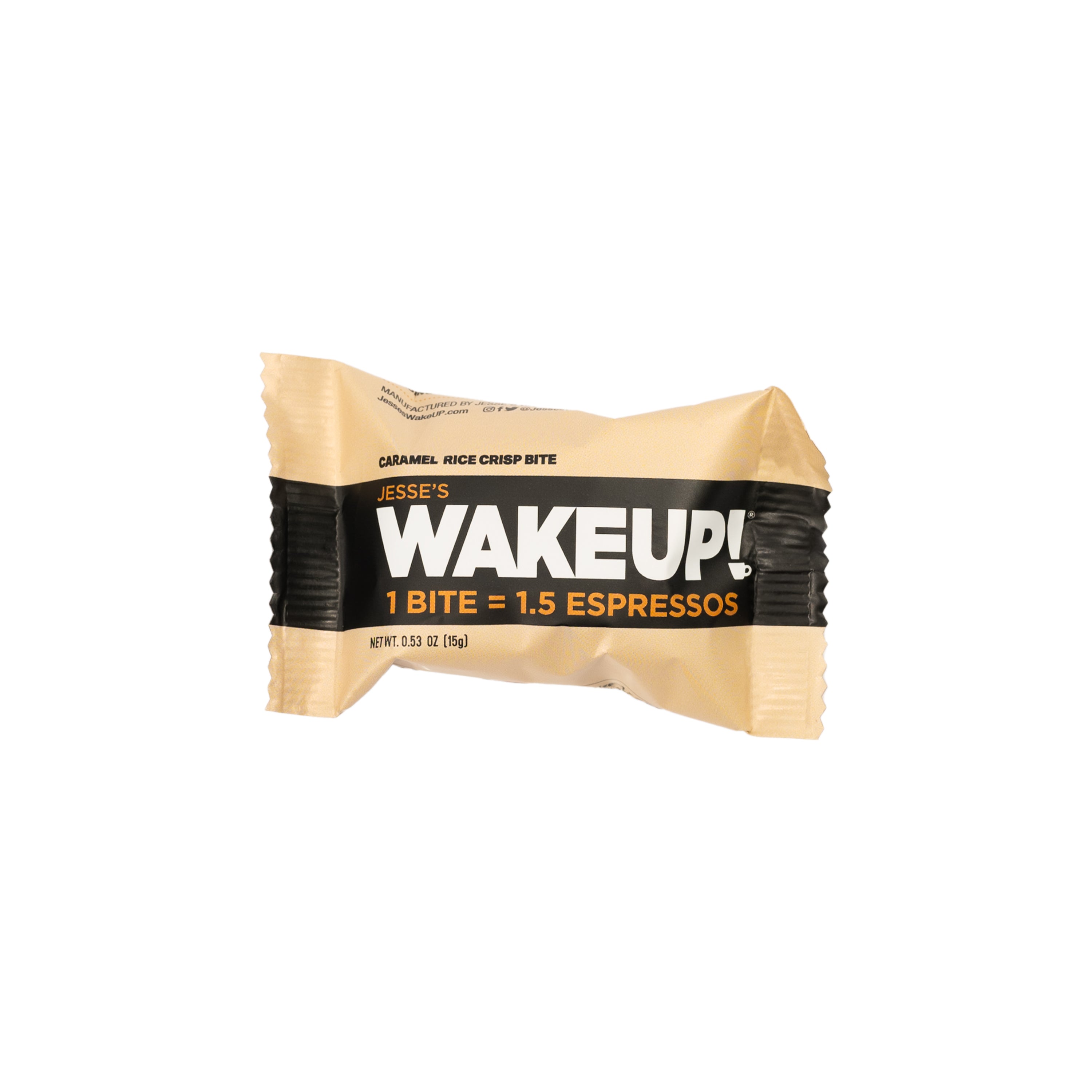 WAKE UP! Caffeinated Caramel Protein Bites - Gluten Free, Vegetarian, 175mg Caffeine (1 Bite = 1.5 Espressos) - Boosts Focus and Clarity - Kosher Ingredients - 8 Pack