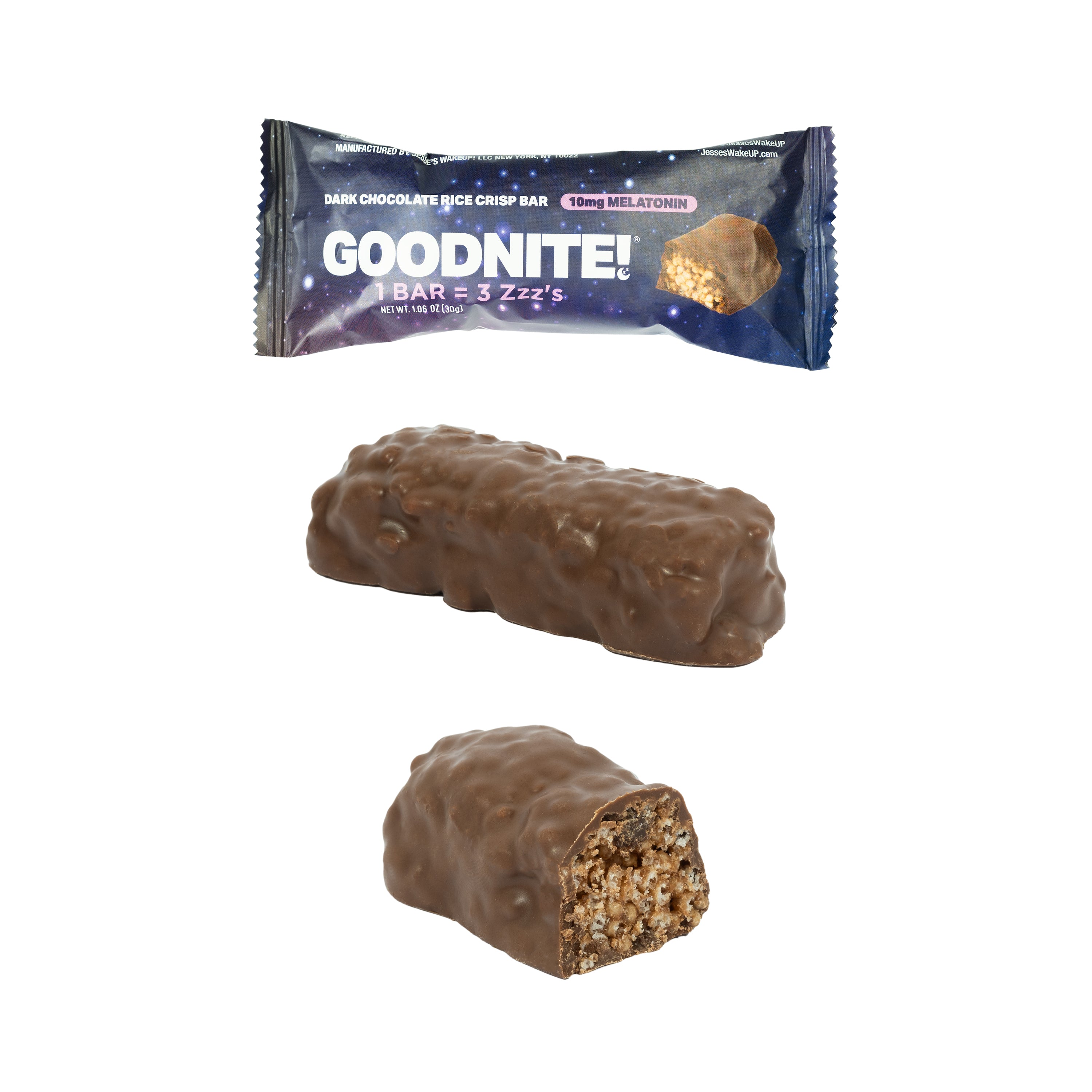 GoodNite! Chocolate Protein Bars with 10mg Melatonin & L-Theanine, Vegan, Gluten-Free, Kosher, Dark Chocolate - Relaxation and Sleep Support - 6 Pack