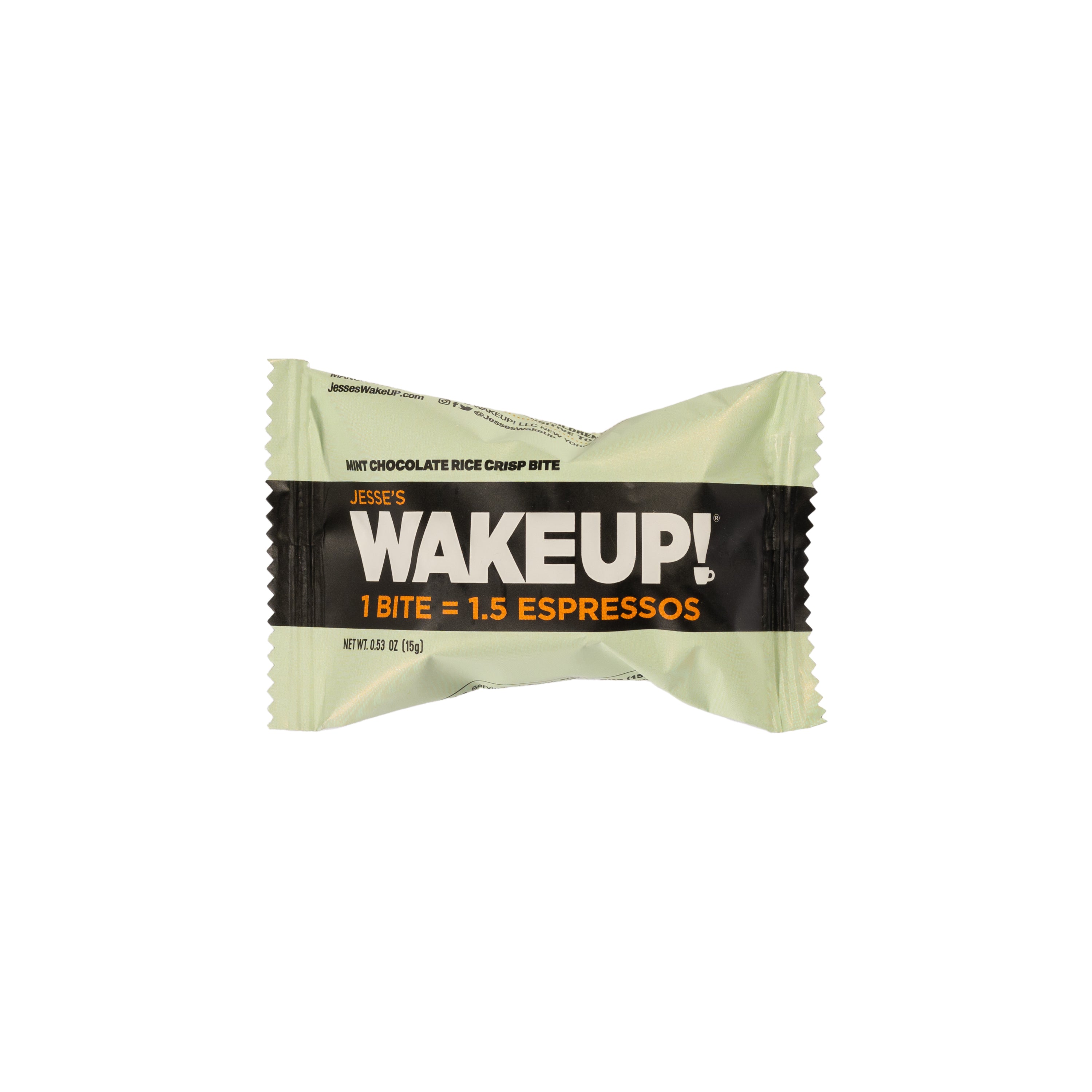 WAKE UP! Caffeinated Mint Chocolate Protein Bites - Gluten Free, Vegetarian, 175mg Caffeine (1 Bite = 1.5 Espressos) - Boosts Focus and Clarity - Kosher Ingredients - 8 Pack