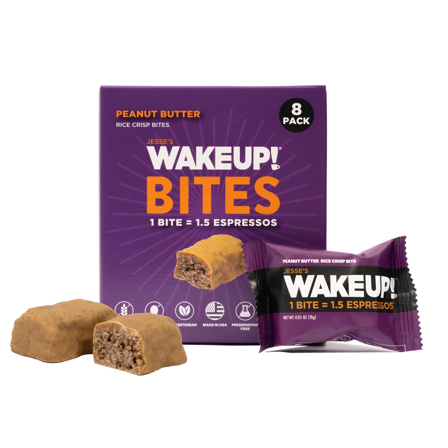 VARIETY PACK (48 Bites, 6 Cartons) WAKE UP! Caffeinated Protein Bites, All 6 Flavor - 175mg Caffeine (1 Bite = 1.5 Espressos)