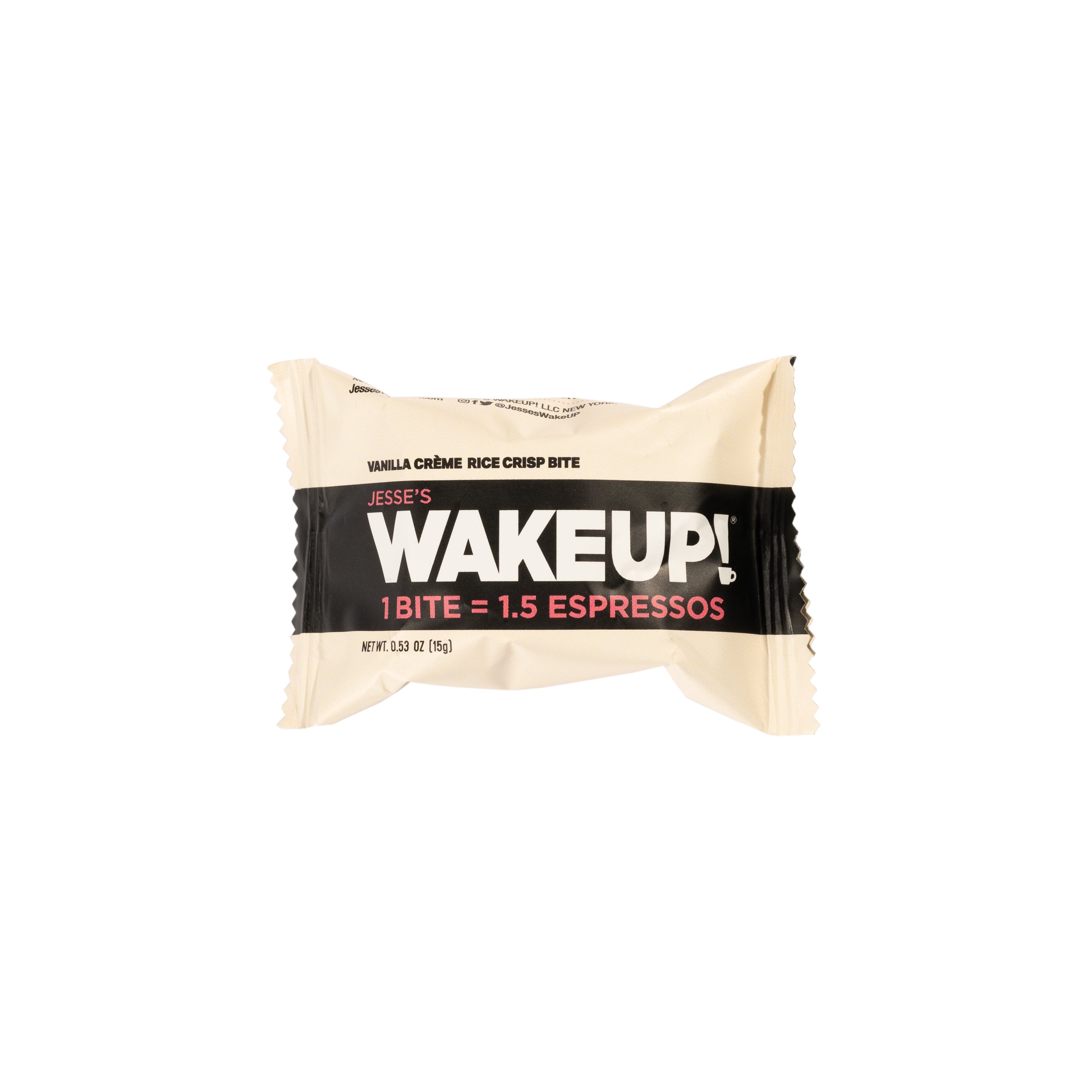 WAKE UP! Caffeinated Vanilla Creme Protein Bites - Gluten Free, Vegetarian, 175mg Caffeine (1 Bite = 1.5 Espressos) - Boosts Focus and Clarity - Kosher Ingredients - 8 Pack